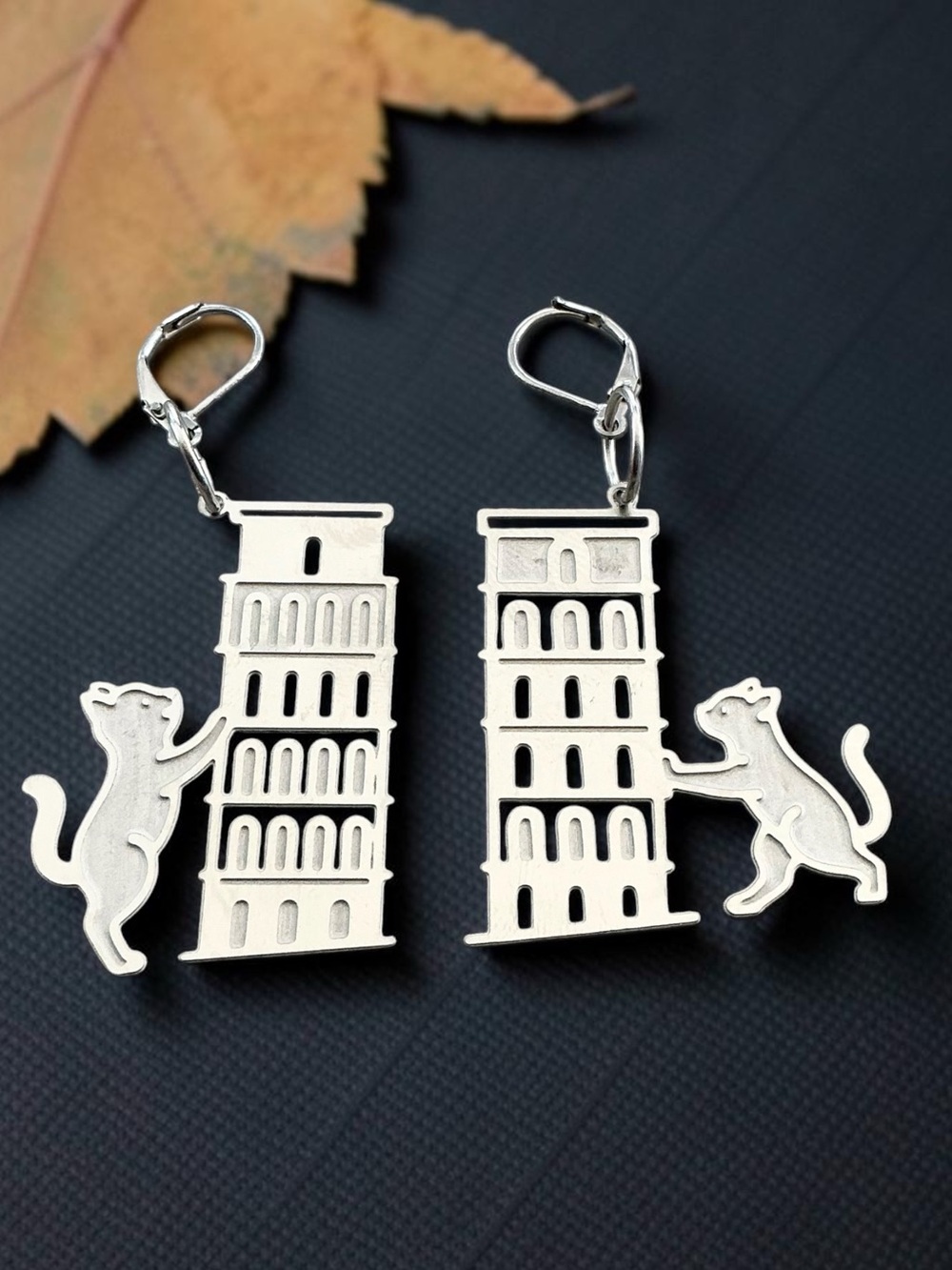 🆕 Cats on a Tower Dangle Earrings